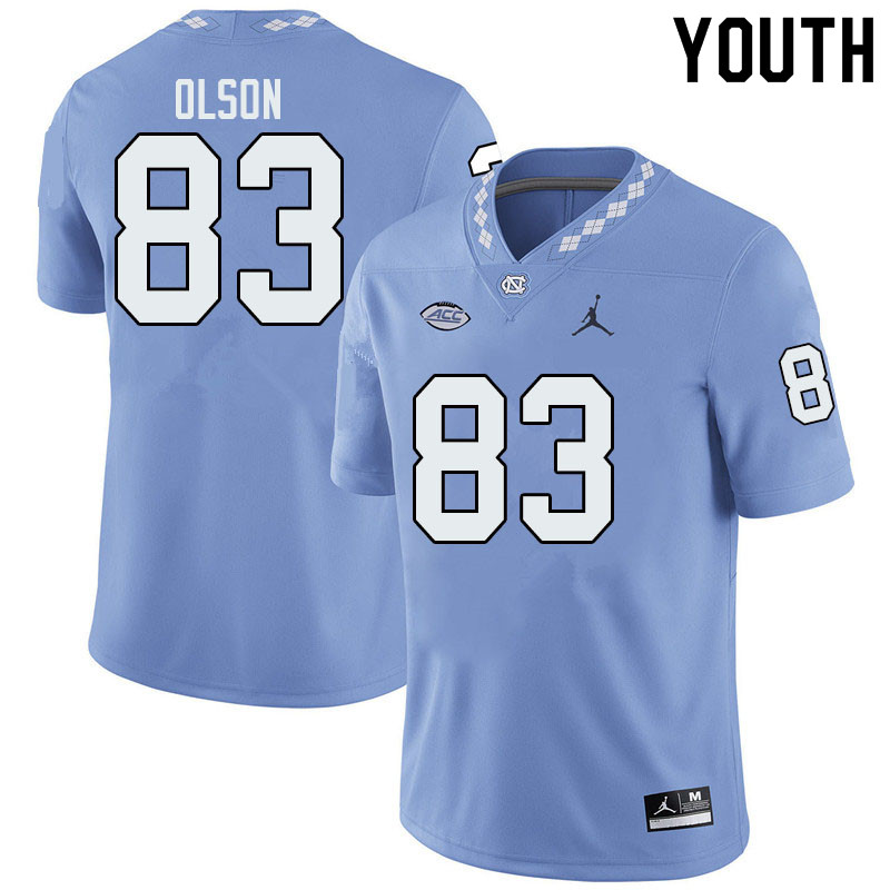 Jordan Brand Youth #83 Justin Olson North Carolina Tar Heels College Football Jerseys Sale-Blue